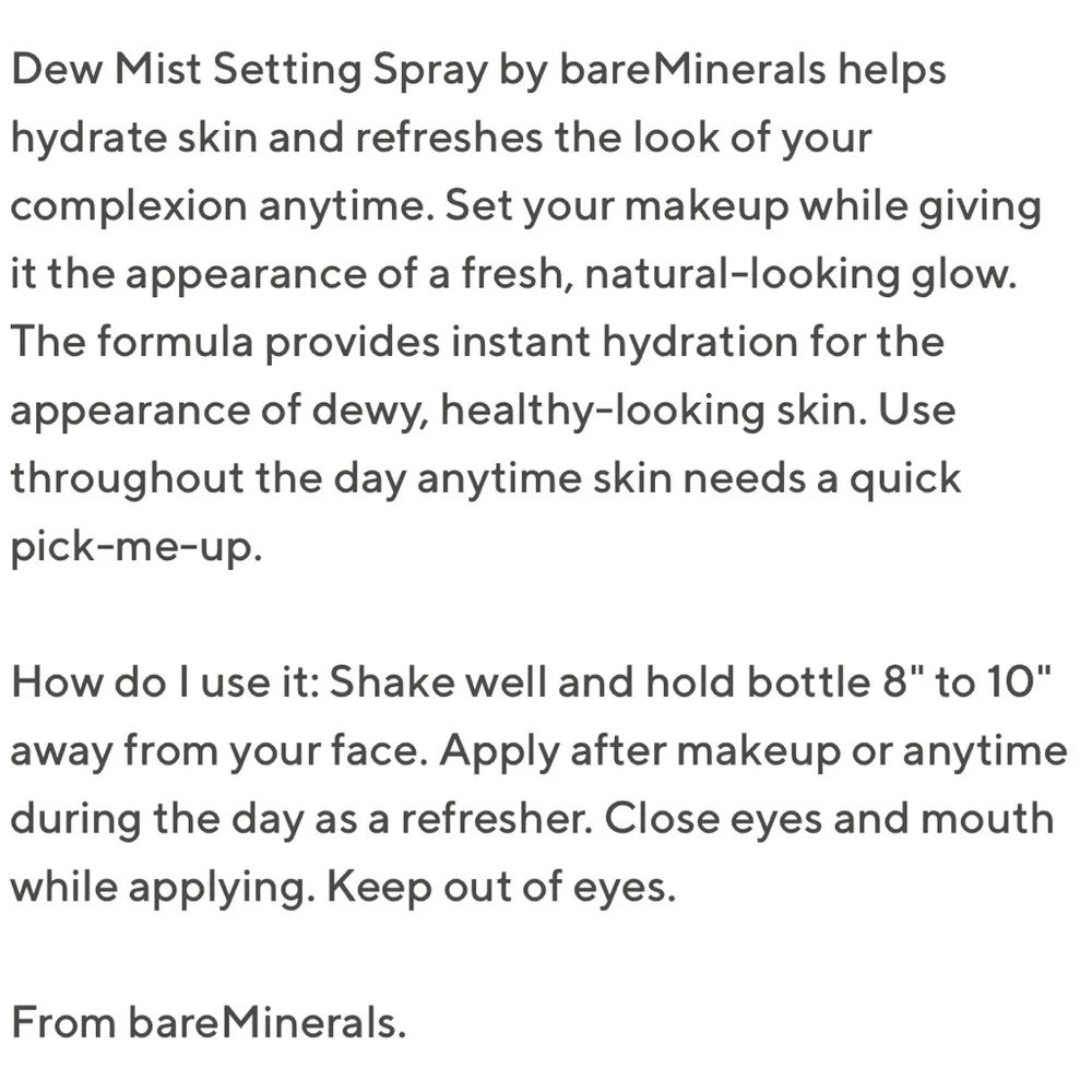 bareMinerals Dew Mist Full Size 3.4 fl. oz.